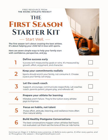 The free First Season Starter Kit helps youth sports families start well.