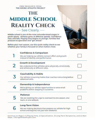 The free Middle School Reality Check helps youth sports families see clearly.